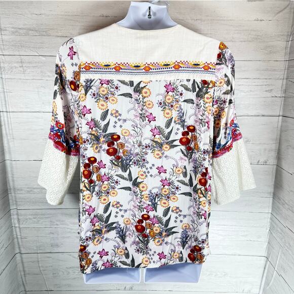 Calessa Anthro XL floral peasant women blouse cottage coquette romantic fall - Picture 2 of 7